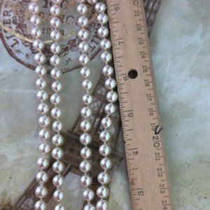 Opera Length Pearls 48" Knotted Glass Faux 5mm